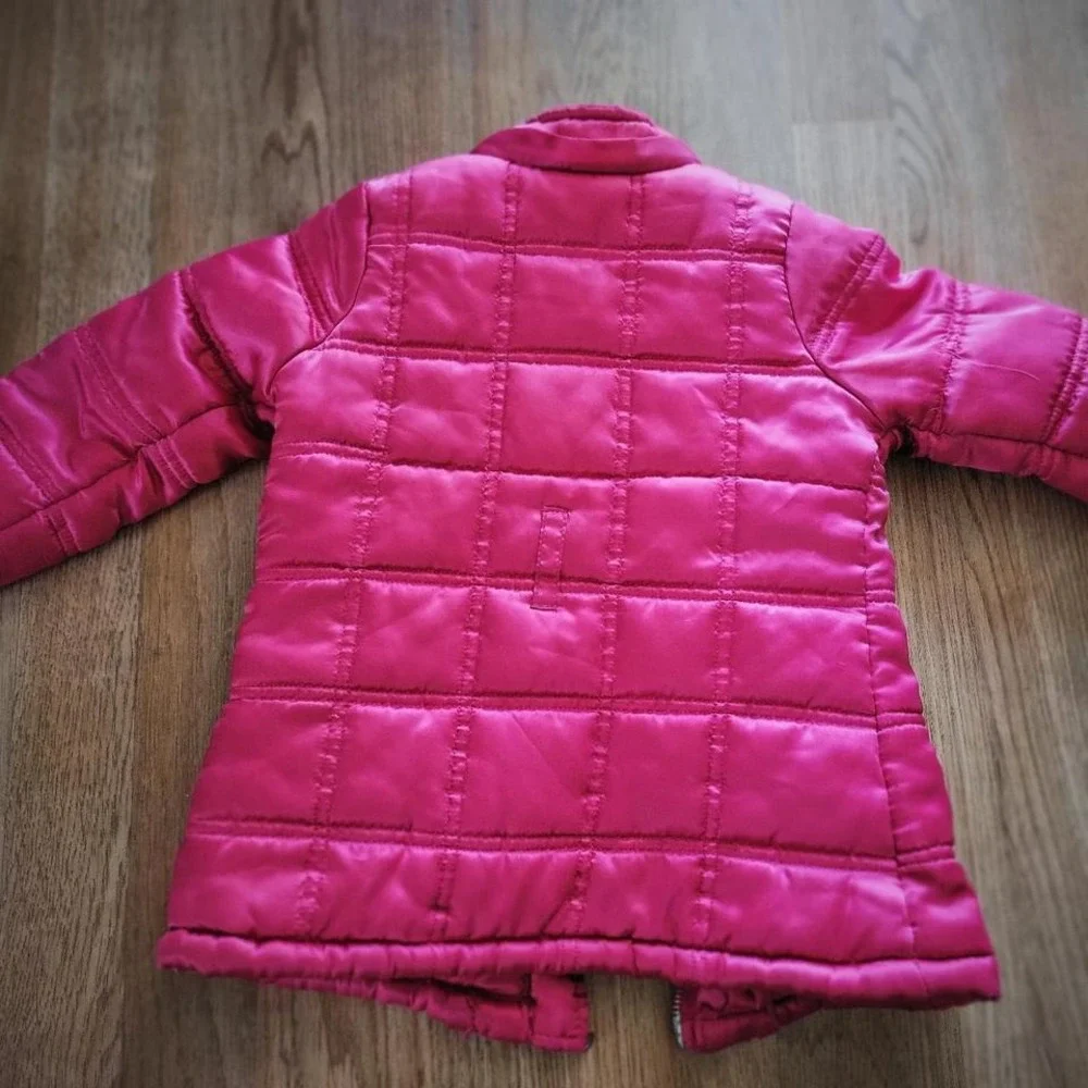 Baby Phat Girlz Puffer Jacket Vintage 2000s Pink Ruffle Quilted Coat Kids 2T